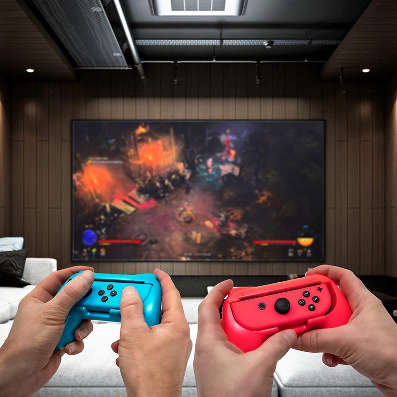 IRIDESCENT Controller Grip for Nintendo Switch Joy-Con, Wear-Resistant Handheld Joystick Remote Handle Compatible with Switch, 2 Pack (Red+Blue) - Image 2